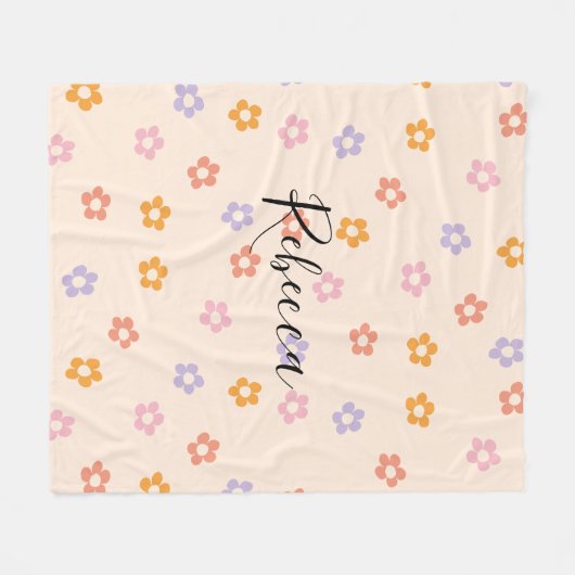 Gepersonaliseerd Schattige gekleurd daisy patroon Fleece Deken (Voorkant (Horizontaal))