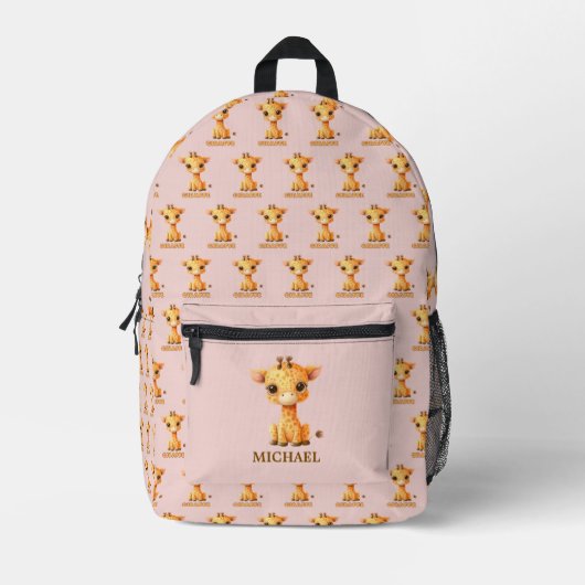 Gepersonaliseerd Schattige Giraffe patroon Bedrukte Rugzak (Voorkant)