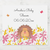 Gepersonaliseerd Schattige Hedgehog Baby shower Sparkling Wijnetiket (Enkel label)