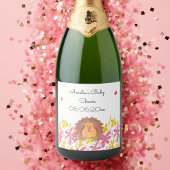 Gepersonaliseerd Schattige Hedgehog Baby shower Sparkling Wijnetiket