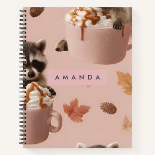 Gepersonaliseerd Schattige herfst wasbeer patroon Notitieboek