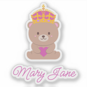 Gepersonaliseerd Schattige Kawaii Pink Royal Princ Sticker