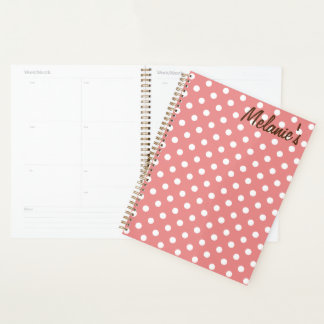 Gepersonaliseerd schattige roze pokadots planner