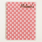 Gepersonaliseerd schattige roze pokadots planner (Voorkant)