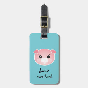 Gepersonaliseerd Schattige varken Hier Bagagelabel
