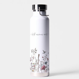 Gepersonaliseerd Schattige Wildflower Chic Design Waterfles