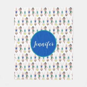 Gepersonaliseerd schemerteam gesynchroniseerd zwem fleece deken