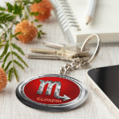 Gepersonaliseerd Scorpio Zodiac Symbool Sleutelhanger (Zijkant)