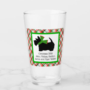 Gepersonaliseerd Scotty Dog en Tartan Vrolijk Kers Glas