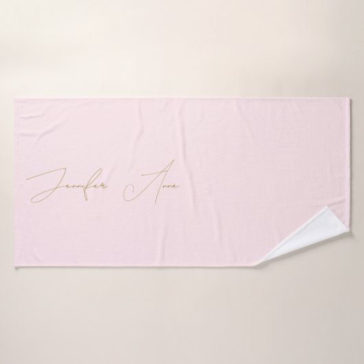 Gepersonaliseerd script Blush Gold naam Badhanddoek (Badhanddoek)