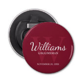 Gepersonaliseerd script Groomsmen Name&Monogram Button Flesopener (Voorkant)