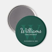 Gepersonaliseerd script Groomsmen Name&Monogram Magneet (Voorkant / Achterkant)