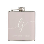 Gepersonaliseerd Script Monogram Roze Bachelorette Heupfles (Voorkant)