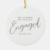 Gepersonaliseerd Script Photo-Verloving Keramisch Ornament (Voorkant)