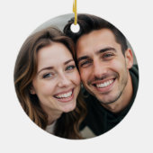 Gepersonaliseerd Script Photo-Verloving Keramisch Ornament (Achterkant)