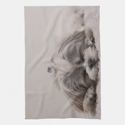 Gepersonaliseerd Shih tzu Kitchen Towel, slaaphond Theedoek (Verticaal)