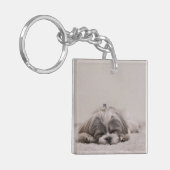 Gepersonaliseerd Shih tzu Sleutelhanger, slaaphond Sleutelhanger (Voorkant Links)