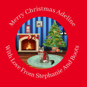 Gepersonaliseerd Siberië Kitty Cat Kerstmis Cadeaupapier