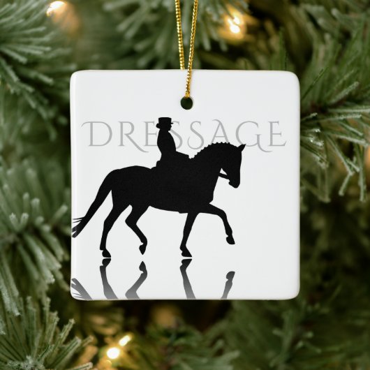 Gepersonaliseerd Silhouette Dressage-kerstfeest Keramisch Ornament (Boom)