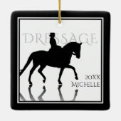 Gepersonaliseerd Silhouette Dressage-kerstfeest Keramisch Ornament (Achterkant)