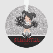 Gepersonaliseerd Silver & Black Cheerleading Ornam Ornament (achterkant)