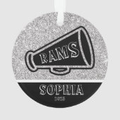 Gepersonaliseerd Silver & Black Cheerleading Ornam Ornament (achterkant)