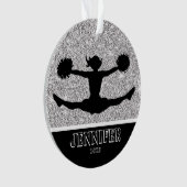 Gepersonaliseerd Silver & Black Cheerleading Ornam Ornament (voorkant)