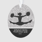 Gepersonaliseerd Silver & Black Cheerleading Ornam Ornament (voorkant)