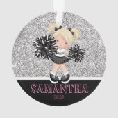 Gepersonaliseerd Silver & Black Cheerleading Ornam Ornament (achterkant)