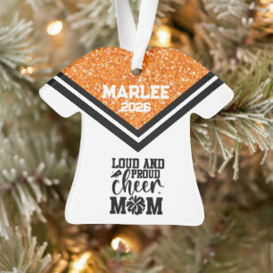 Gepersonaliseerd Sinaasappel & Black Cheer Mom Orn Ornament