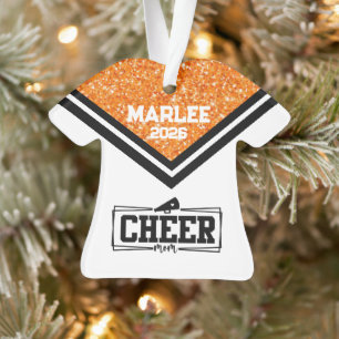 Gepersonaliseerd Sinaasappel & Black Cheer Mom Orn Ornament