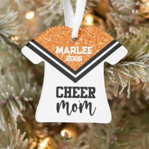 Gepersonaliseerd Sinaasappel & Black Cheer Mom Orn Ornament