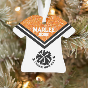 Gepersonaliseerd Sinaasappel & Black Cheer Mom Orn Ornament