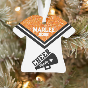 Gepersonaliseerd Sinaasappel & Black Cheer Mom Orn Ornament
