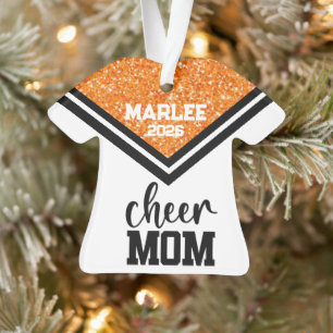 Gepersonaliseerd Sinaasappel & Black Cheer Mom Orn Ornament