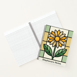 Gepersonaliseerd Sinaasappel Groen Geel Bloemen No Notitieboek