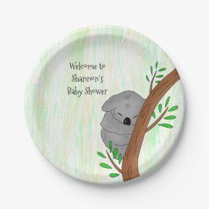Gepersonaliseerd Sleepy Koala Beer met respect voo Papieren Bordje
