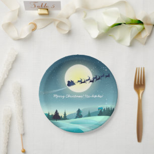 Gepersonaliseerd Sleigh Cartoon Papieren Bordje
