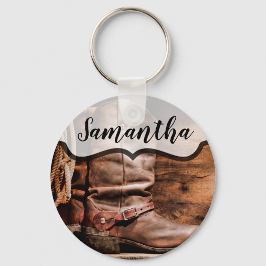 Gepersonaliseerd Sleutelhanger Cowboy Boots Barn W (Voorkant)