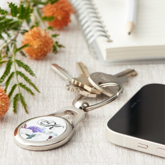 Gepersonaliseerd Sleutelhanger Lavender Hibiscus o (Zijkant)