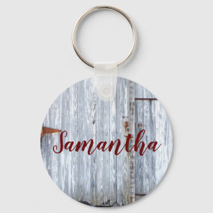 Gepersonaliseerd Sleutelhanger Wit Wassen Hout Sch