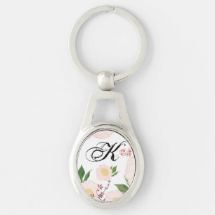 Gepersonaliseerd Sleutelhanger Witte Bloemen op Wh