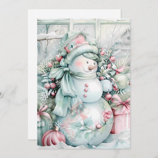 Gepersonaliseerd Sneeuwman Kerst Kaart (Voorkant / Achterkant)