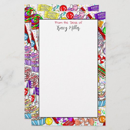 Gepersonaliseerd Snoep en koekjes Briefpapier (Voorkant / Achterkant)