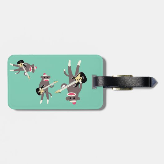 Gepersonaliseerd Sock Monkey Rocks met Electric Gu Bagagelabel (Achterkant horizontaal)