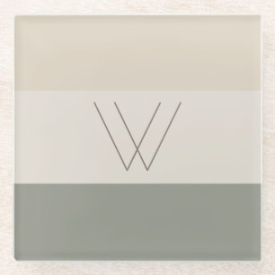 Gepersonaliseerd Soft Evergreen, Off White, Tan & Glazen Onderzetter