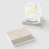 Gepersonaliseerd Soft Evergreen, Off White, Tan &  Stenen Onderzetter (Zijkant)