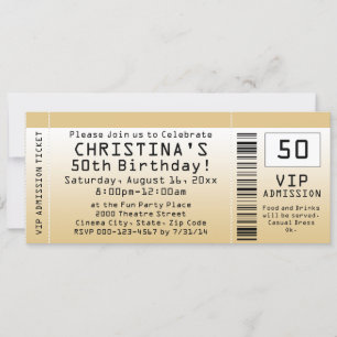 Gepersonaliseerd Soft Gold Custom Birthday Ticket Kaart