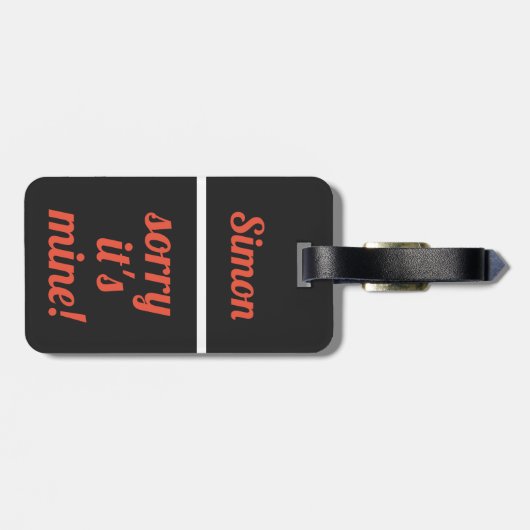 Gepersonaliseerd Sorry dat het mijn is | Bruin zwa Bagagelabel (Achterkant horizontaal)