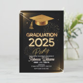 Gepersonaliseerd Sparkling Gold Dinner Afstuderen Kaart (Staand voorkant)